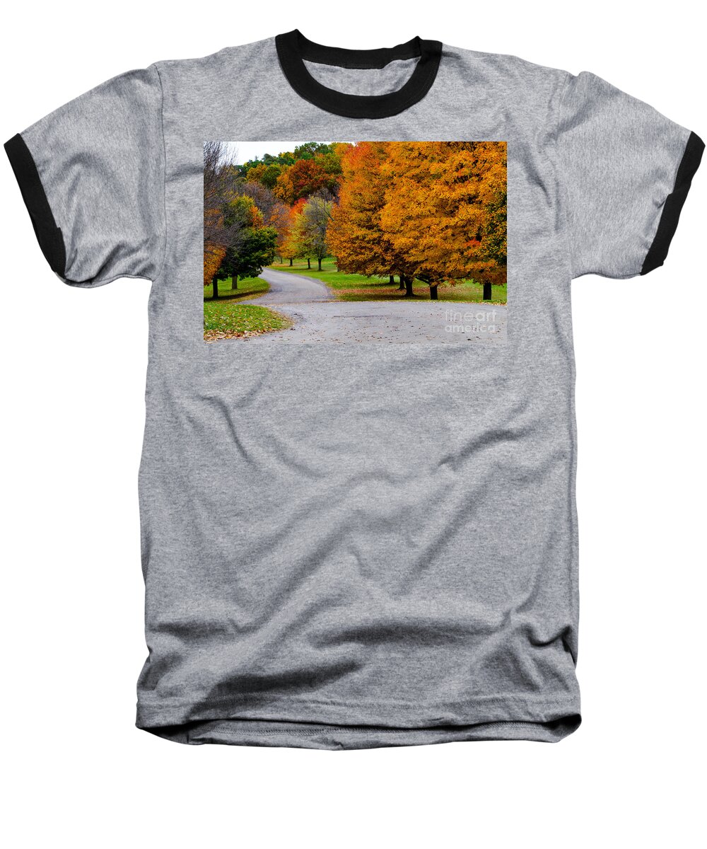 Mendon Ponds Baseball T-Shirt featuring the photograph Winding Road by William Norton