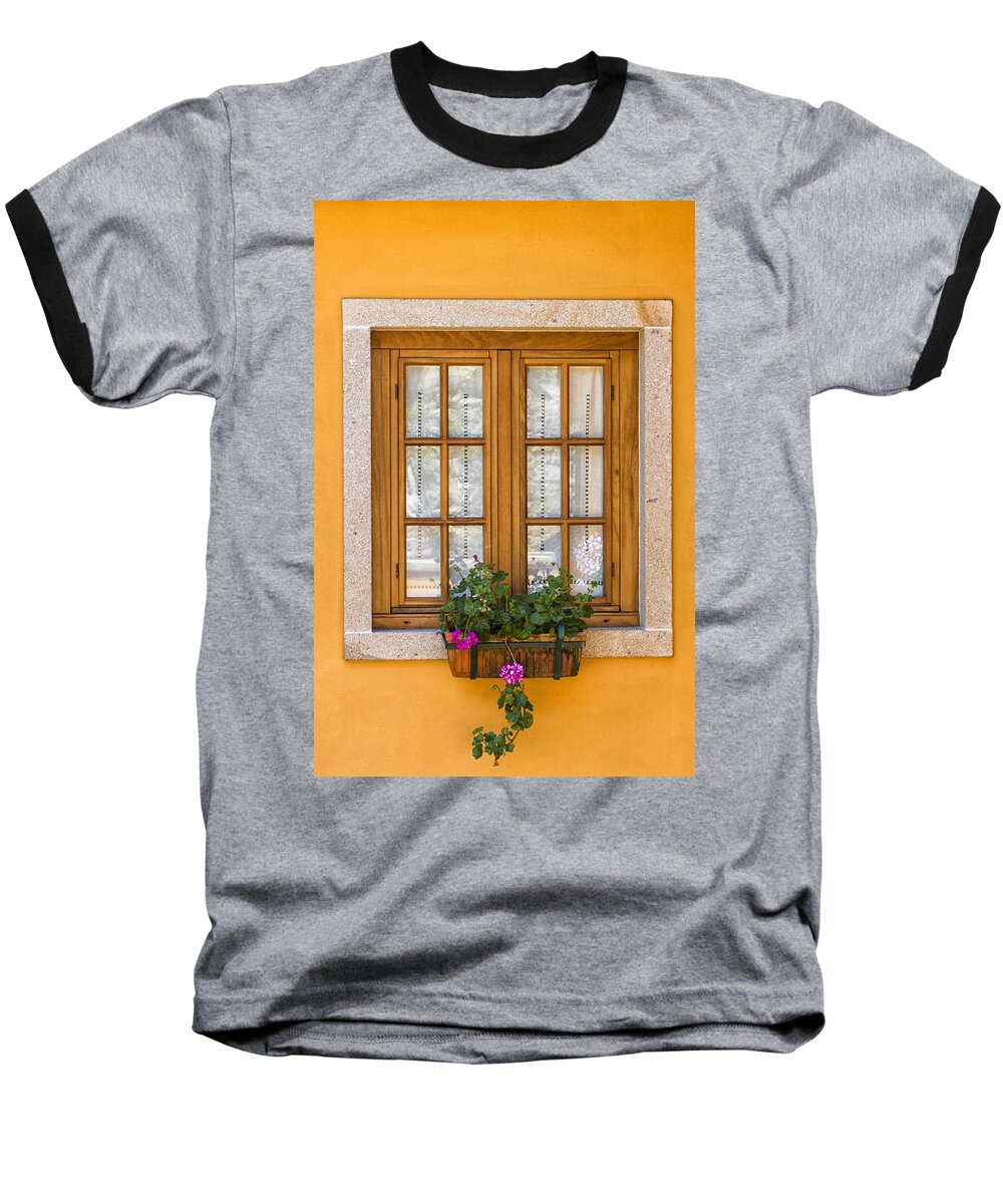 Flower Baseball T-Shirt featuring the photograph Window with flowers by Paulo Goncalves