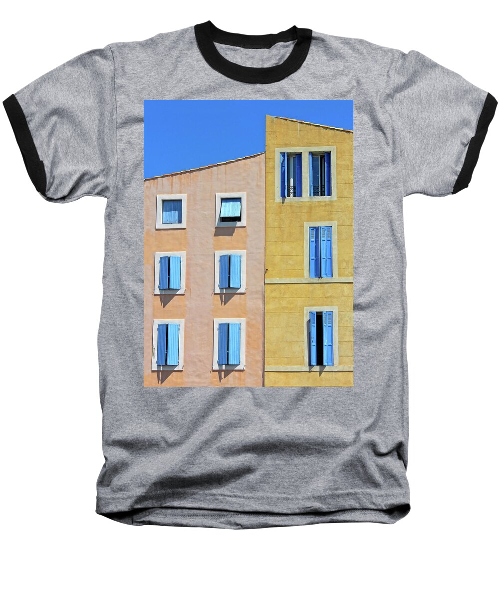 Windows Baseball T-Shirt featuring the photograph Windows Martigues Provence France by Dave Mills