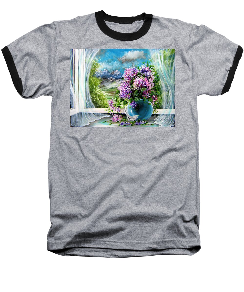 Window Baseball T-Shirt featuring the painting Windows of my World by Bella Apollonia