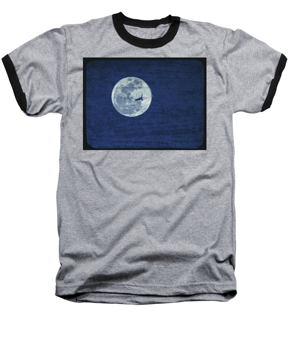 Plane Moon Planet Malaysia Angel Angels Wings Fly Space Dreamer Dreamers Serenity Night Light Flight Pilot Airlines Southwest Planets Space Baseball T-Shirt featuring the photograph Wings by Culture Cruxxx