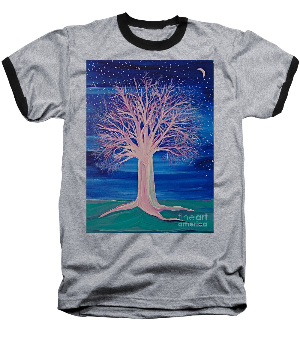 Tree Baseball T-Shirt featuring the painting Winter Fantasy Tree by First Star Art