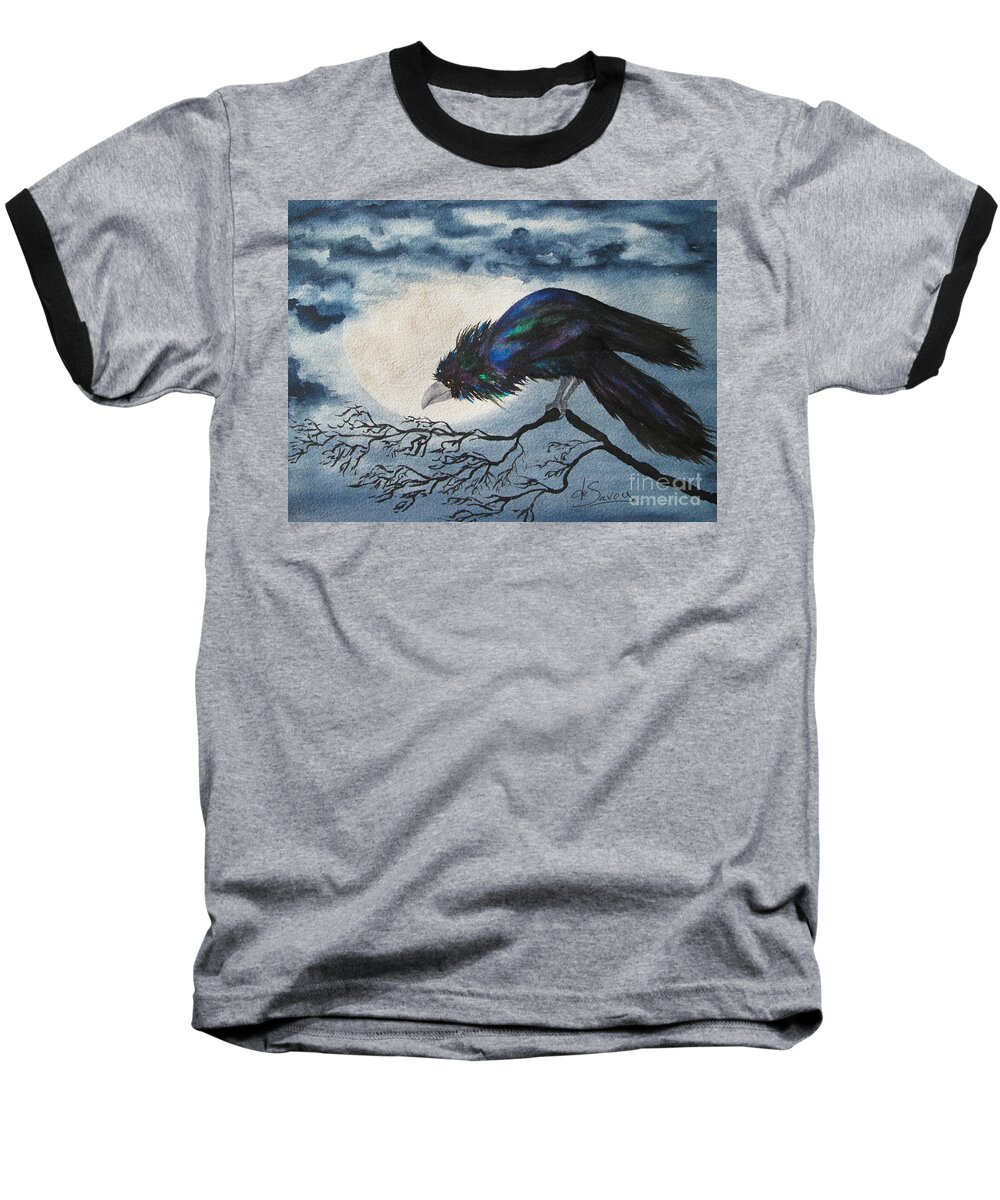 Raven Baseball T-Shirt featuring the painting Winter is Coming by Diane DeSavoy