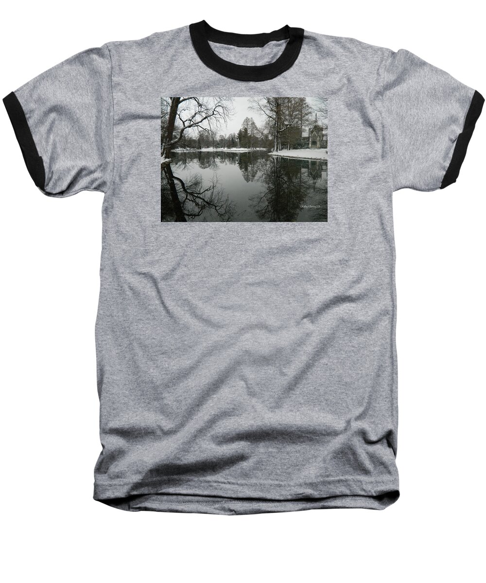 Reflection Baseball T-Shirt featuring the photograph Winter Reflections 2 by Kathy Barney