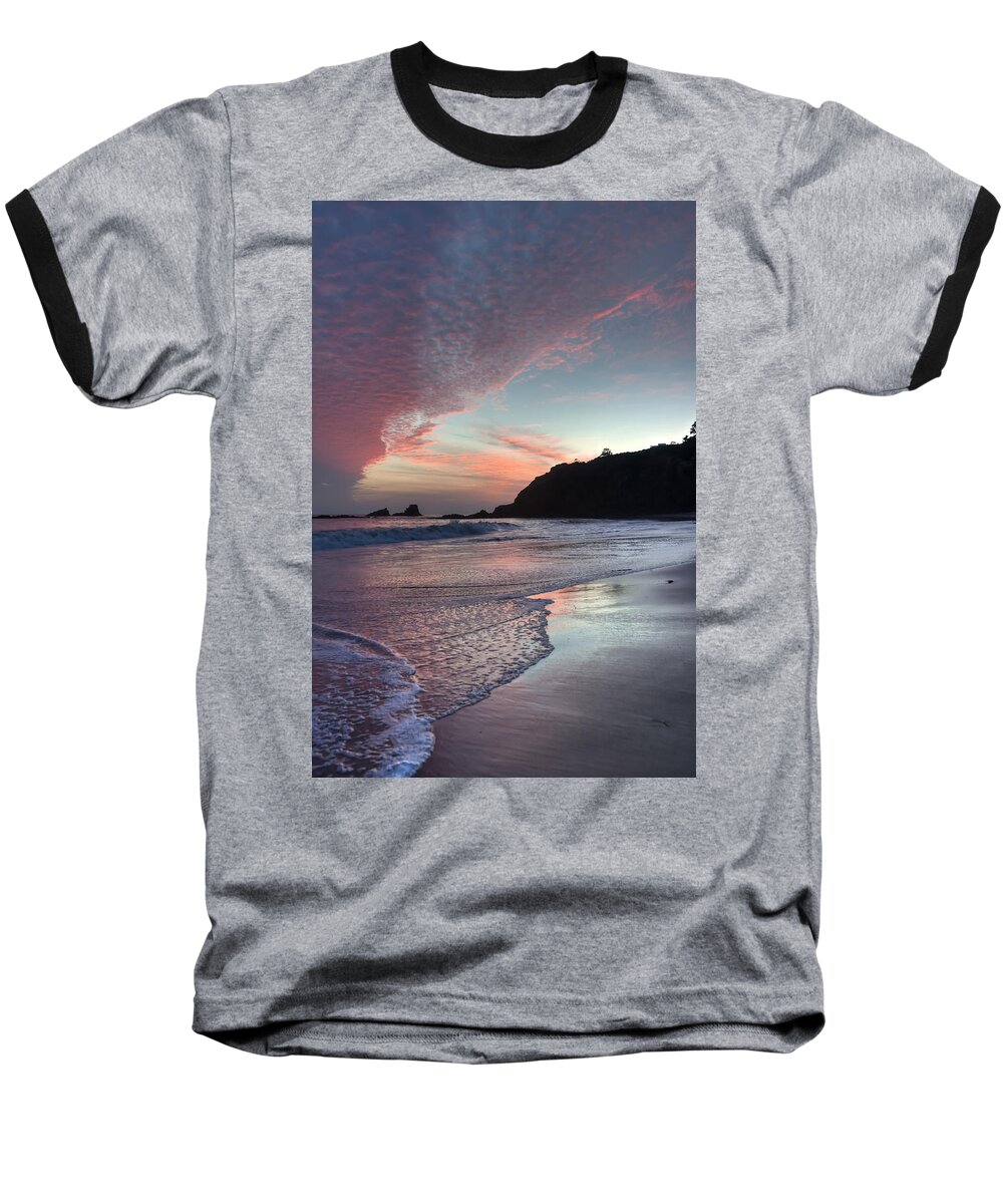 Laguna Beach Baseball T-Shirt featuring the photograph Winter Sunset Crescent Bay by Cliff Wassmann