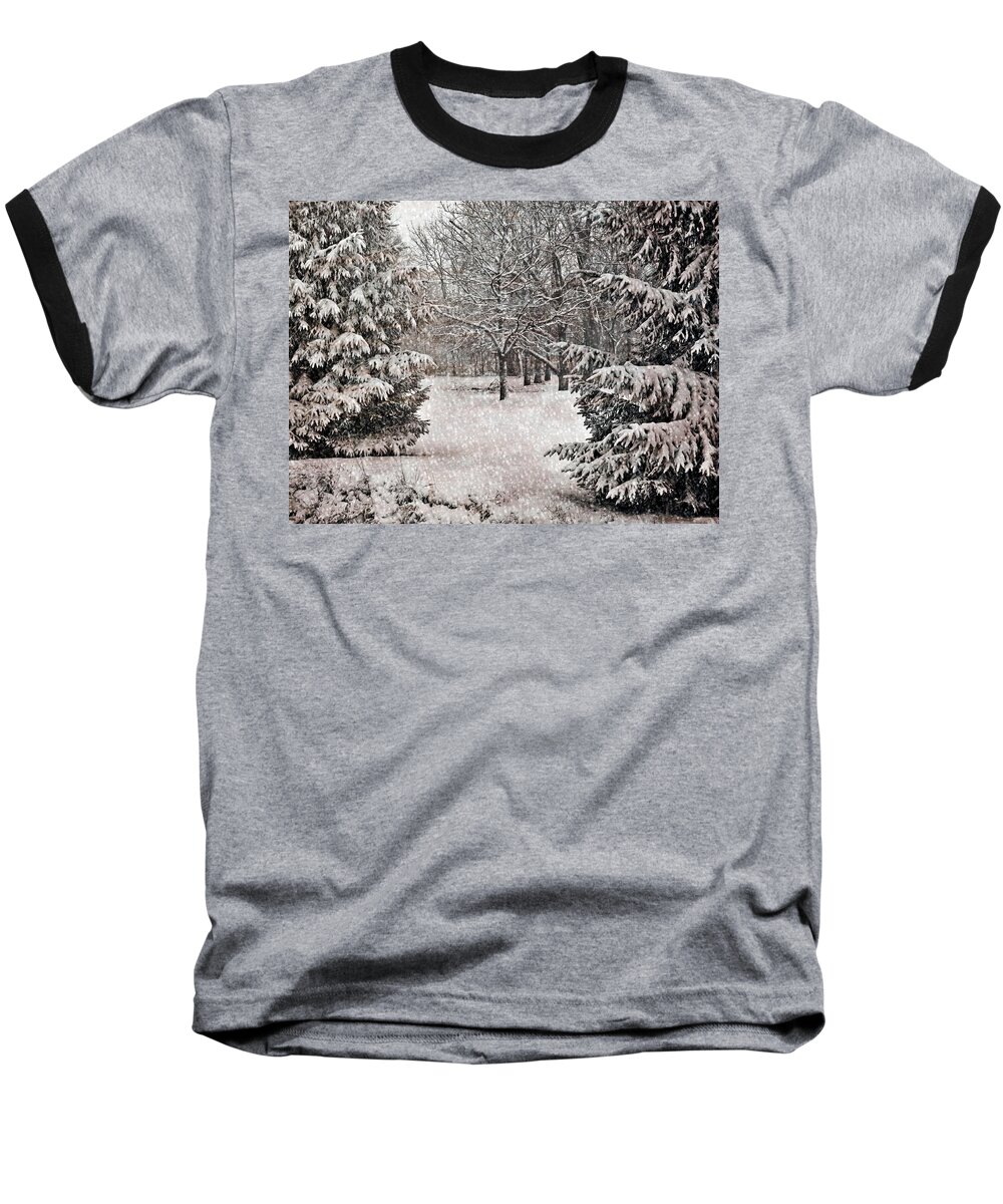 Winter Scene Baseball T-Shirt featuring the digital art Winter Wonder 7 by Maria Huntley