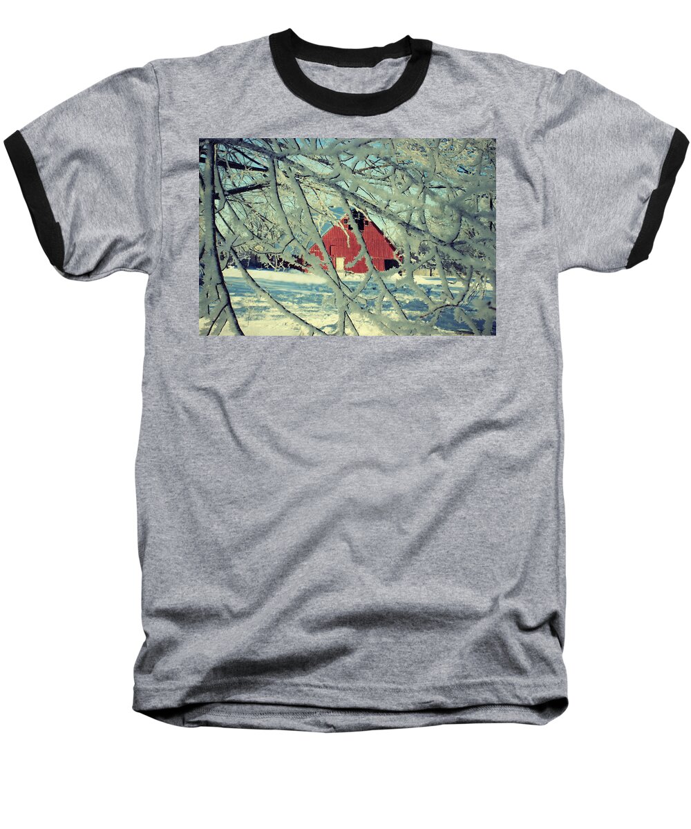 Barn Baseball T-Shirt featuring the photograph Our Frosty Barn by Julie Hamilton