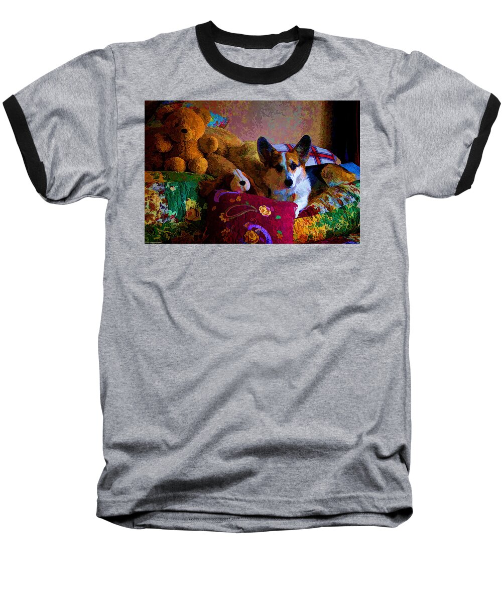 Johnny Baseball T-Shirt featuring the photograph With His Friends On The Bed by Mick Anderson