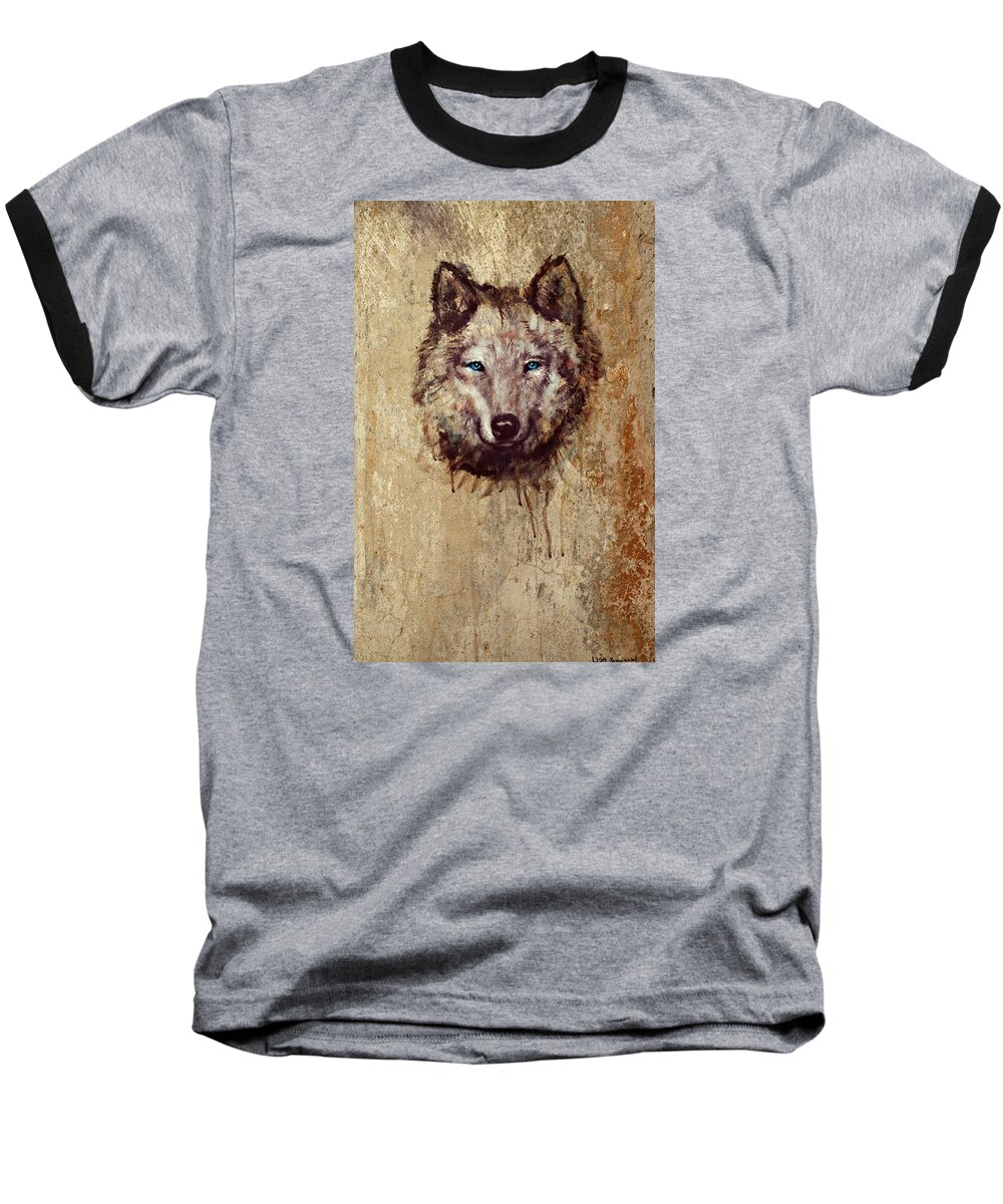 Wolf Baseball T-Shirt featuring the painting Wolf by Alma Yamazaki