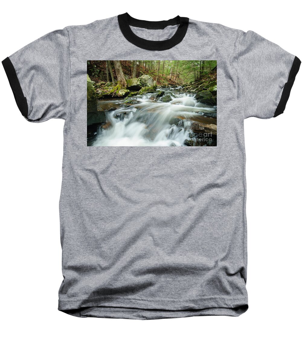 Connecticut Baseball T-Shirt featuring the photograph Woodland Scenic - Kettletown Cascades at Southbury by JG Coleman