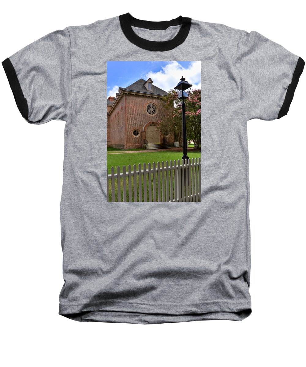 William & Mary Baseball T-Shirt featuring the photograph Wren Chapel at William and Mary by Jerry Gammon