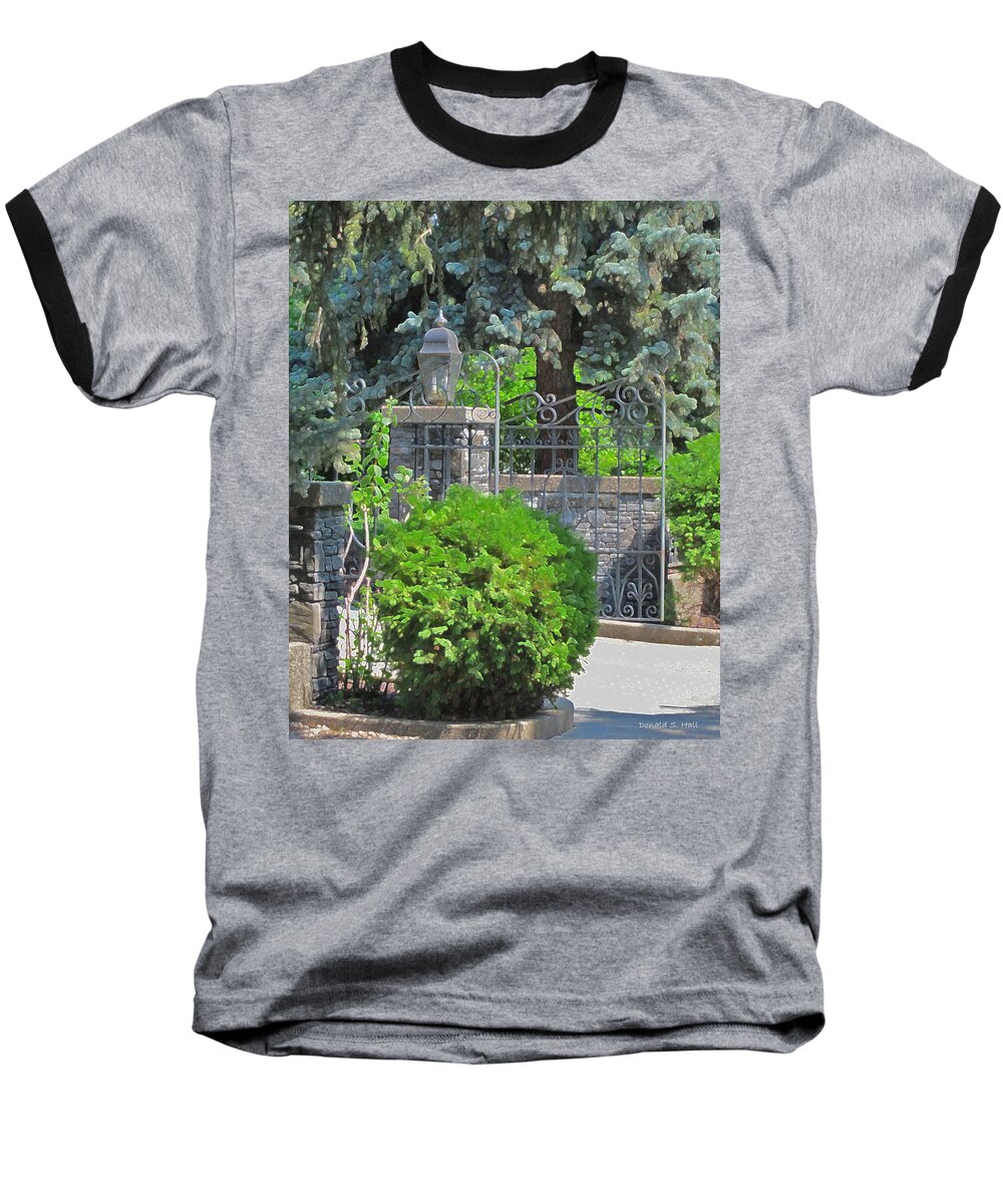 Gate Baseball T-Shirt featuring the photograph Wrought Iron Gate by Donald S Hall
