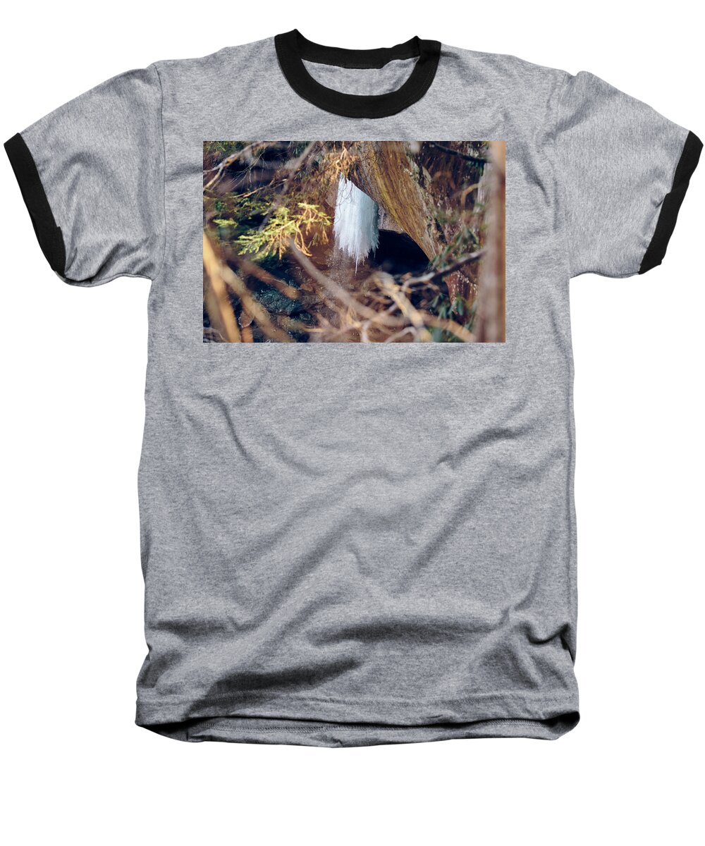 1st Baseball T-Shirt featuring the photograph Yahoo Falls Frozen 1 by Amber Flowers