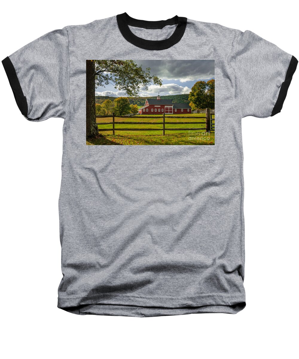 Barn Baseball T-Shirt featuring the photograph Yankee Farmlands No 13 - Pasture and Red Barn by JG Coleman