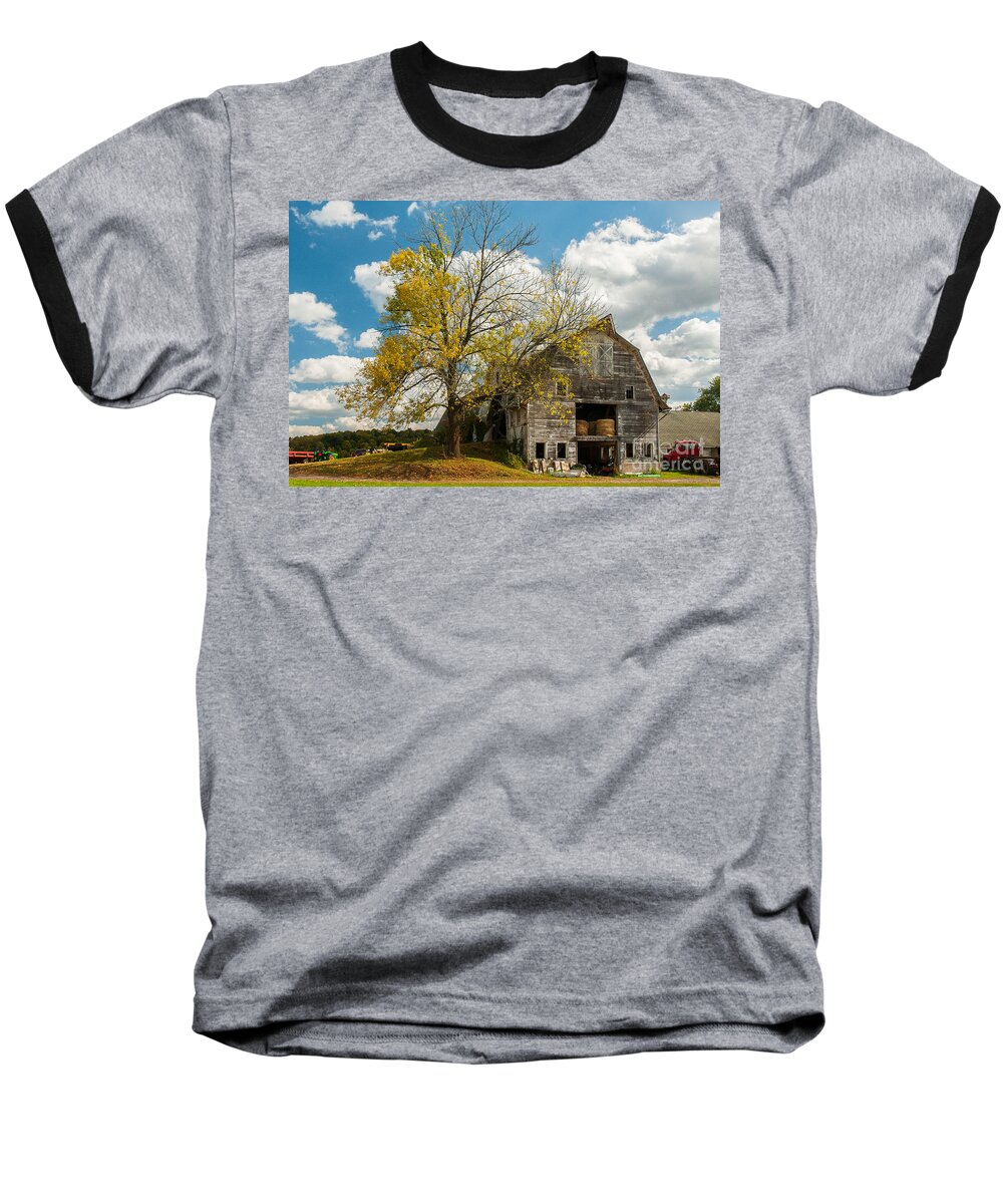 Barn Baseball T-Shirt featuring the photograph Yankee Farmlands No 9 - New England Barn in Autumn by JG Coleman