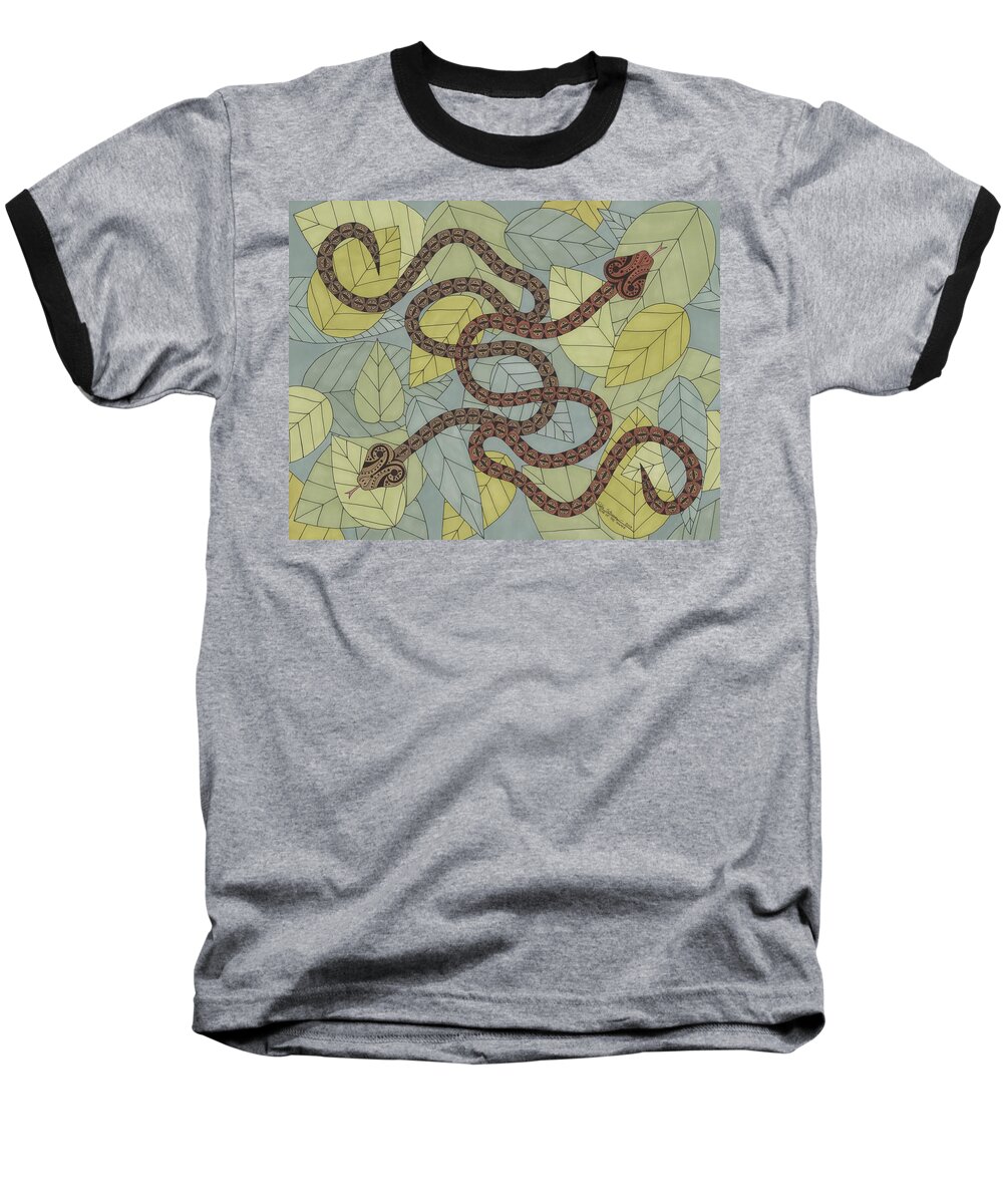 Snake Baseball T-Shirt featuring the drawing Year of the Snake by Pamela Schiermeyer