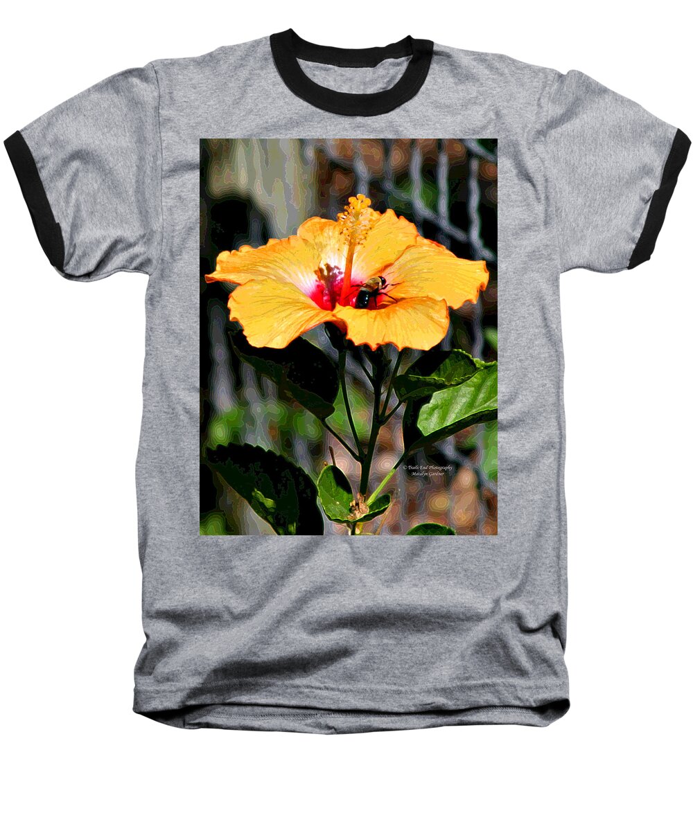Yellow Baseball T-Shirt featuring the photograph Yellow Bumble Bee Flower by Matalyn Gardner