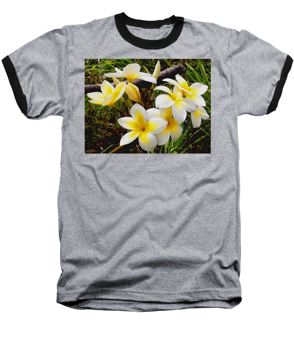 Digital Baseball T-Shirt featuring the digital art Yellow Flowers 1 by David Hansen