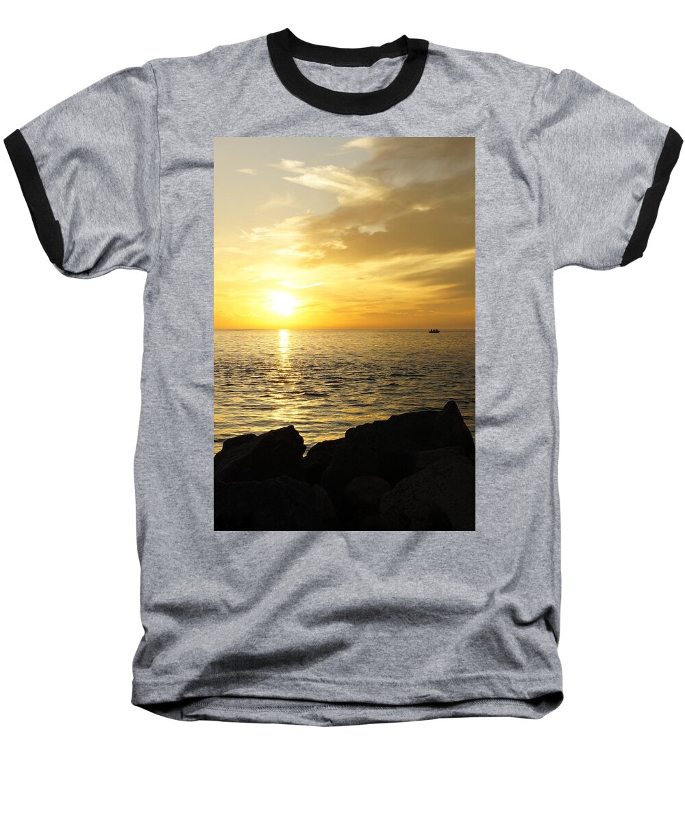 Tarpon Springs Baseball T-Shirt featuring the photograph Yellow Sky by Laurie Perry