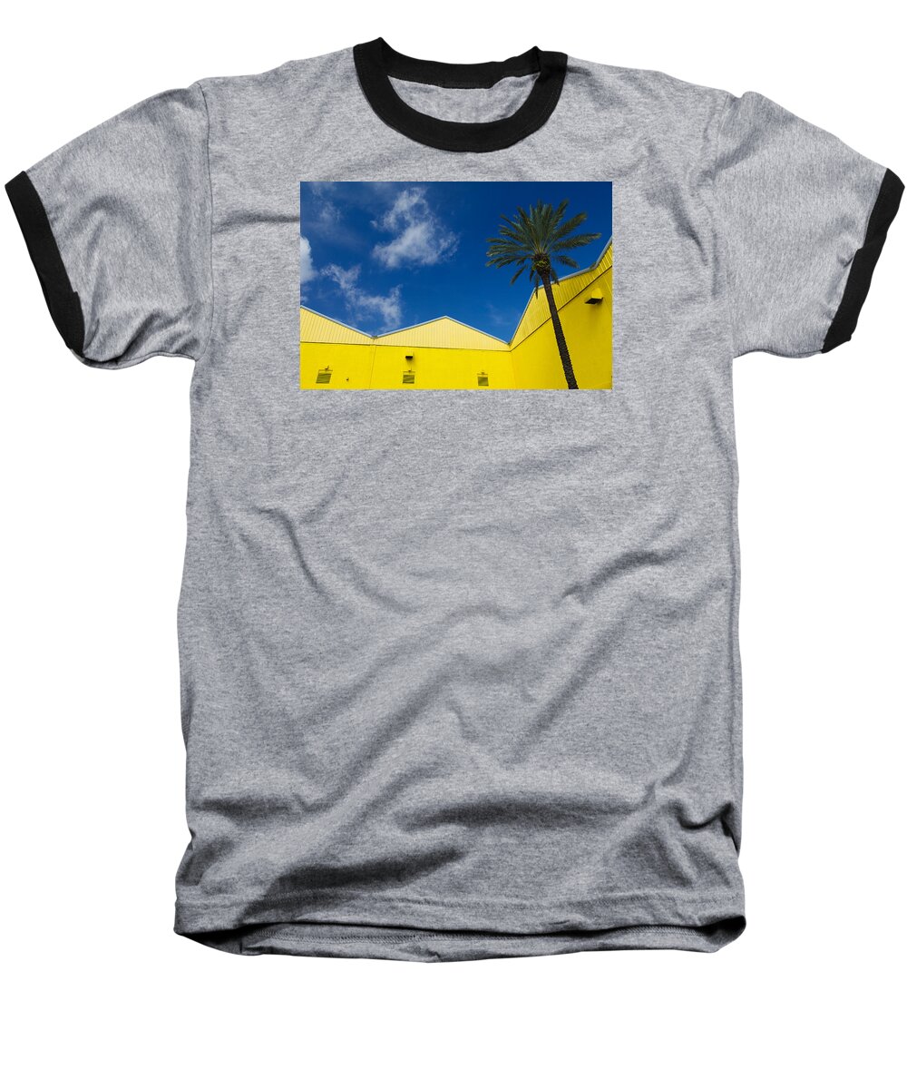 Palm Tree Baseball T-Shirt featuring the photograph Yellow Warehouse by David Smith