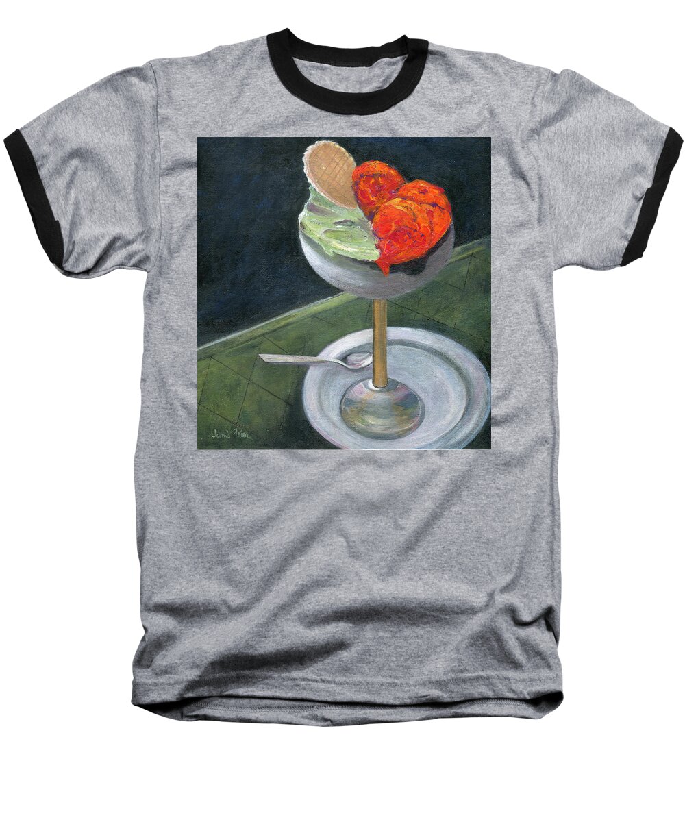 Ice Cream Baseball T-Shirt featuring the painting Yummy by Jamie Frier
