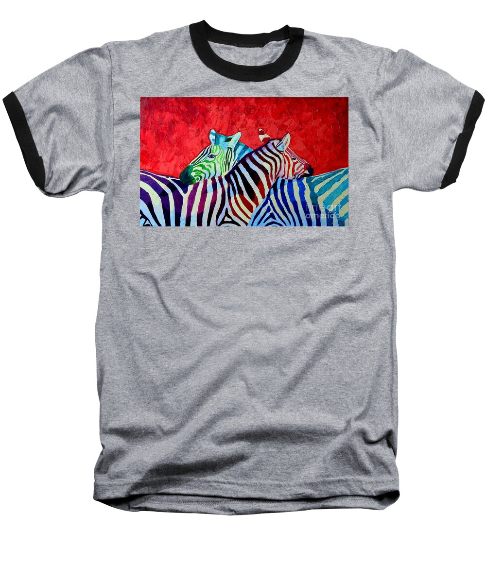 Zebra Baseball T-Shirt featuring the painting Zebras In Love by Ana Maria Edulescu