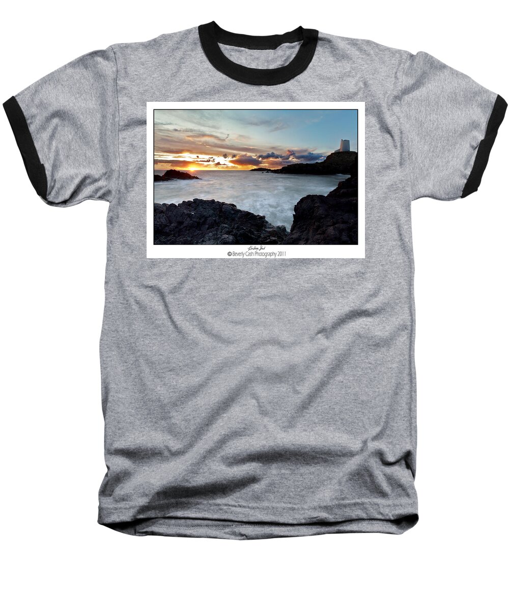  Llanddwyn Island Baseball T-Shirt featuring the photograph LLanddwyn Island sunset by B Cash