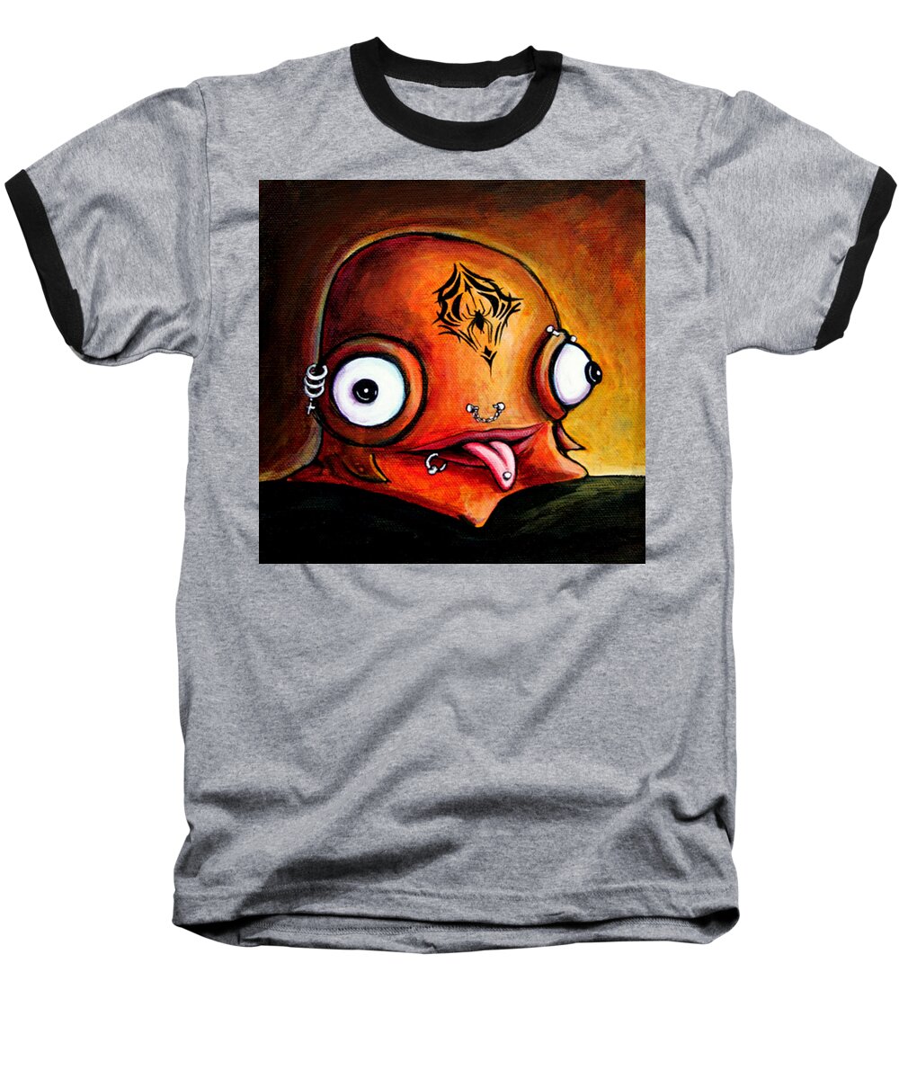 Little Monster Baseball T-Shirt featuring the painting Bad Boy Glob #1 by Leanne Wilkes