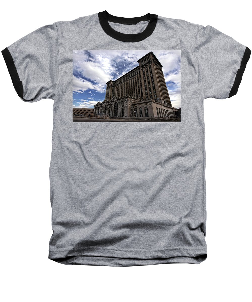 Detroit Baseball T-Shirt featuring the photograph Detroit's Abandoned Michigan Central Station #1 by Gordon Dean II