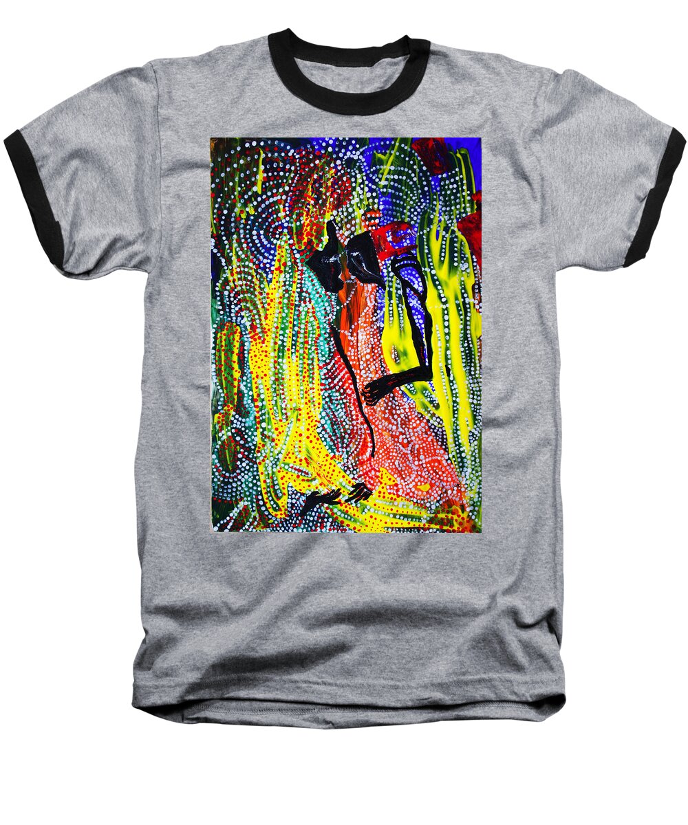 Jesus Baseball T-Shirt featuring the painting Jesus and Mary #3 by Gloria Ssali