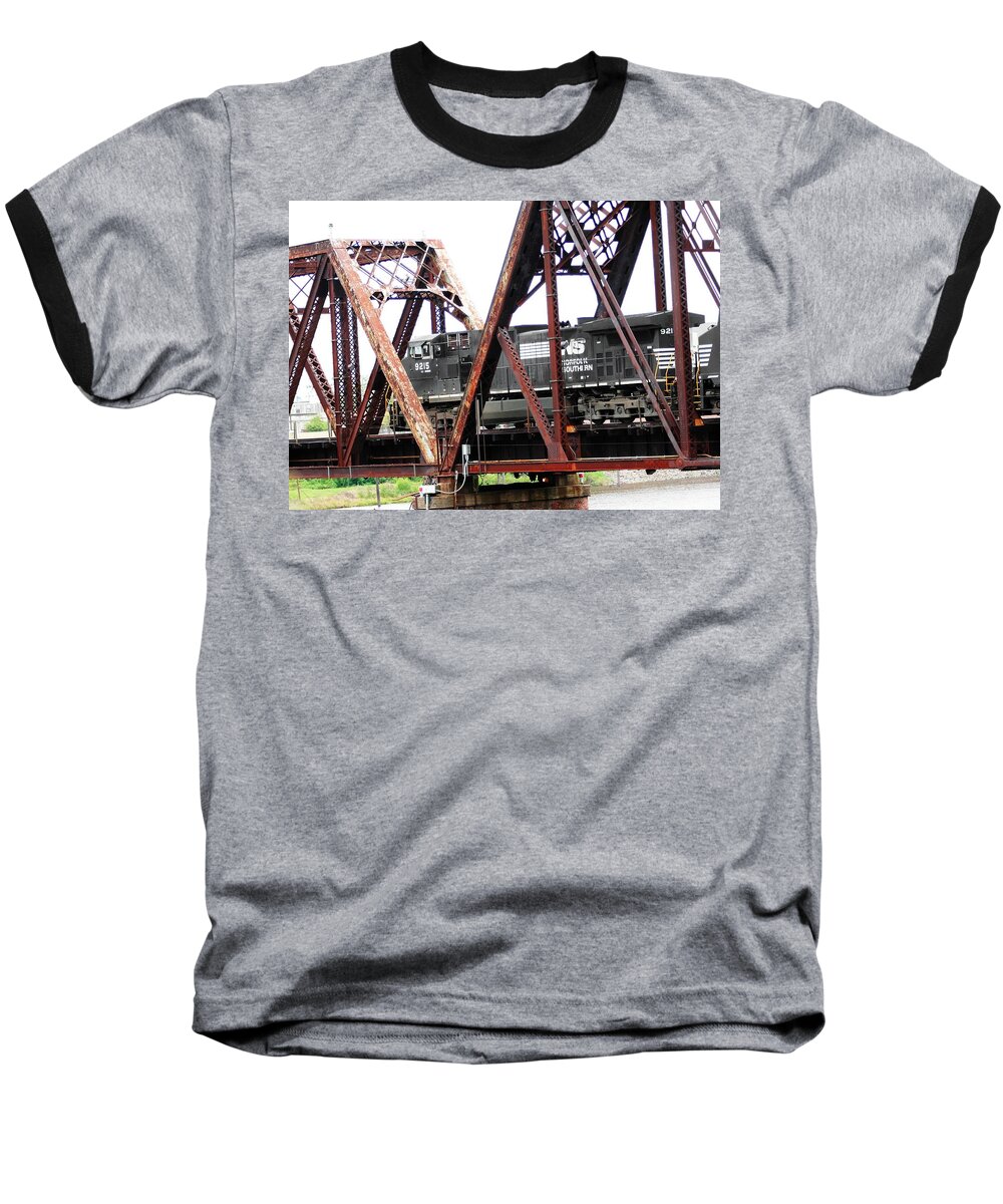 Train Photograph Baseball T-Shirt featuring the photograph 9215 Southern Cargo Train by Ester McGuire