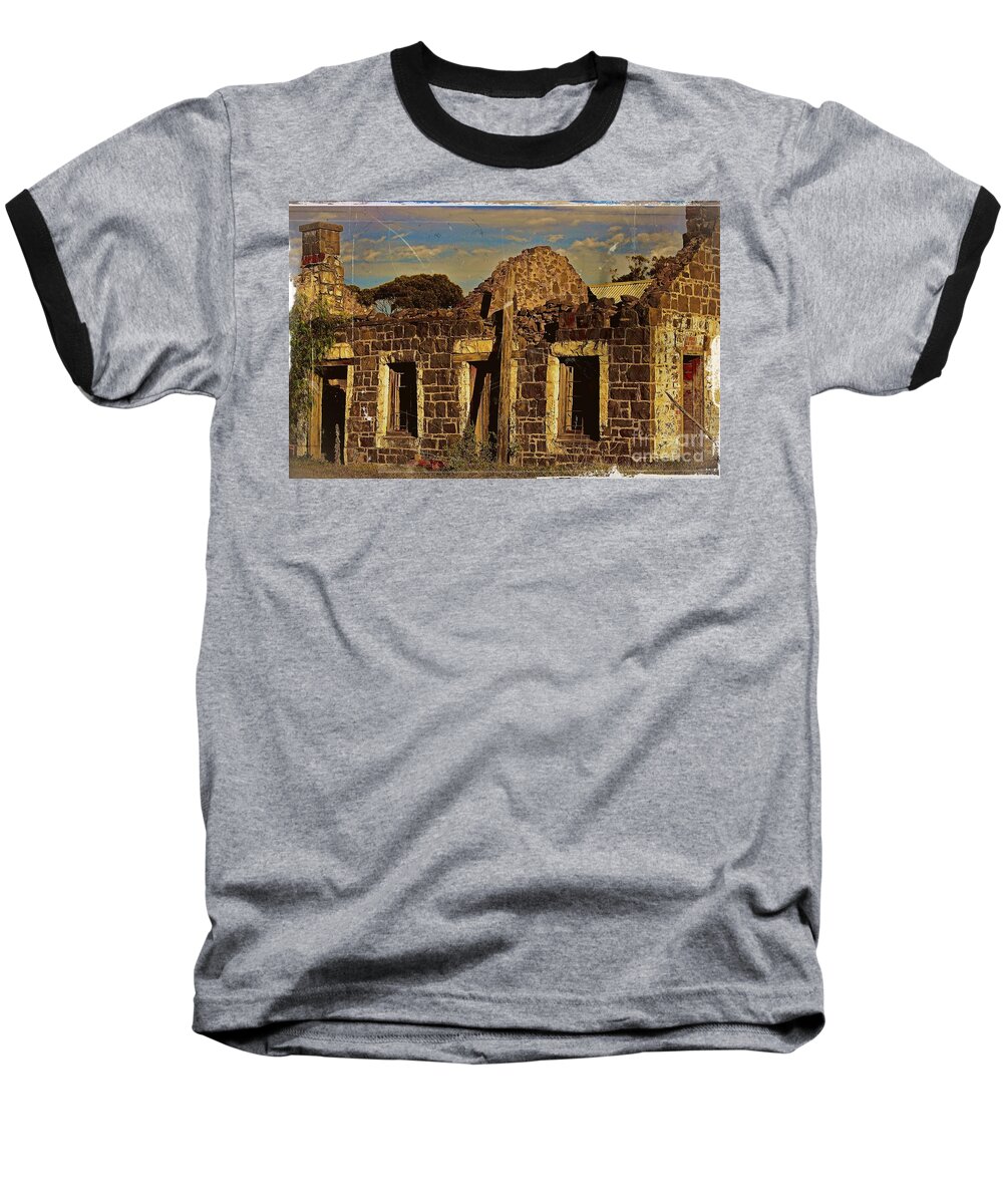 Melbourne Baseball T-Shirt featuring the digital art Abandoned Farmhouse by Blair Stuart