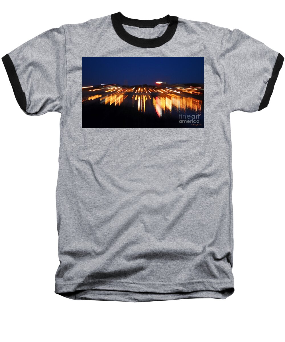Color Photography Baseball T-Shirt featuring the photograph Abstract - City Lights by Sue Stefanowicz