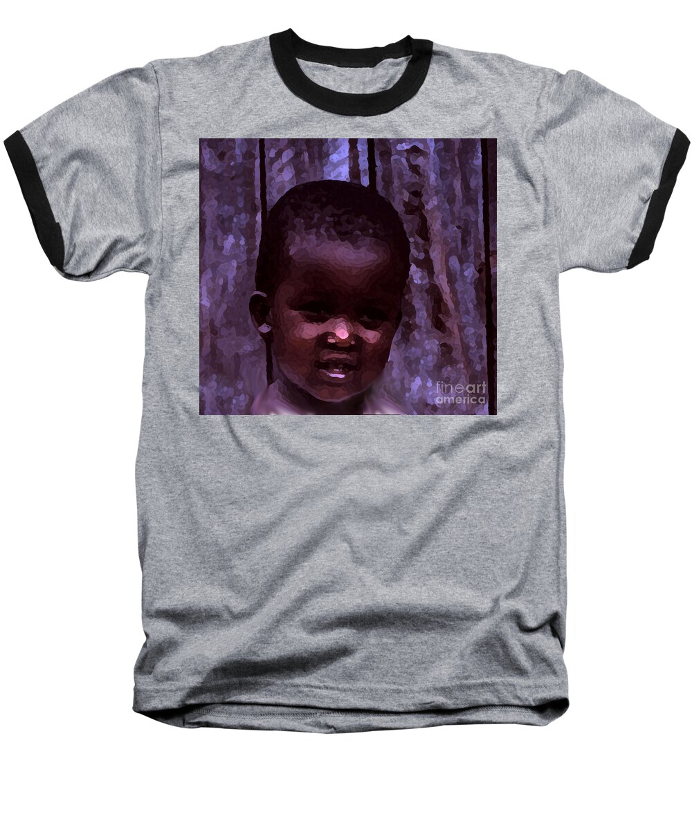 African Little Girl Baseball T-Shirt featuring the pyrography African Little Girl by Lydia Holly