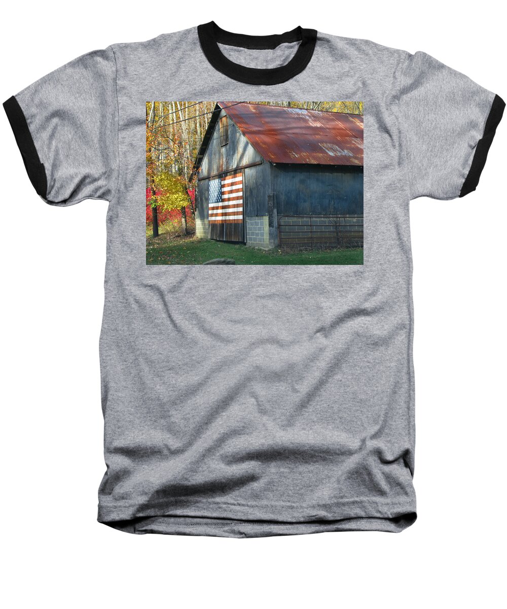 Barn Baseball T-Shirt featuring the photograph Americana Barn by Clara Sue Beym