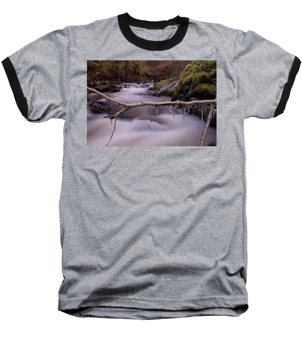 Icicles Baseball T-Shirt featuring the photograph An icy flow by Gavin Macrae