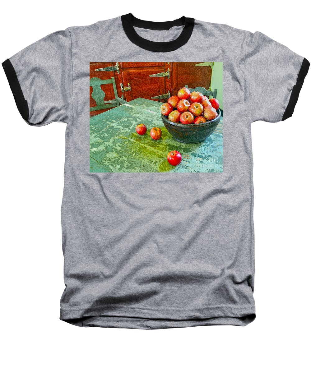 Apples Baseball T-Shirt featuring the digital art Apples by Karen Francis