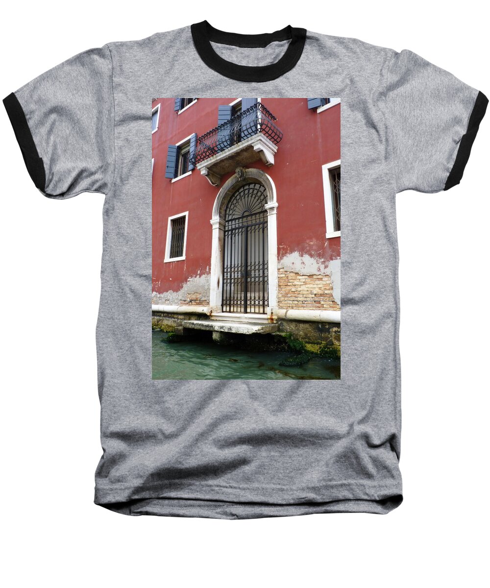 Venice Baseball T-Shirt featuring the photograph Arched Door and Balcony by Carla Parris