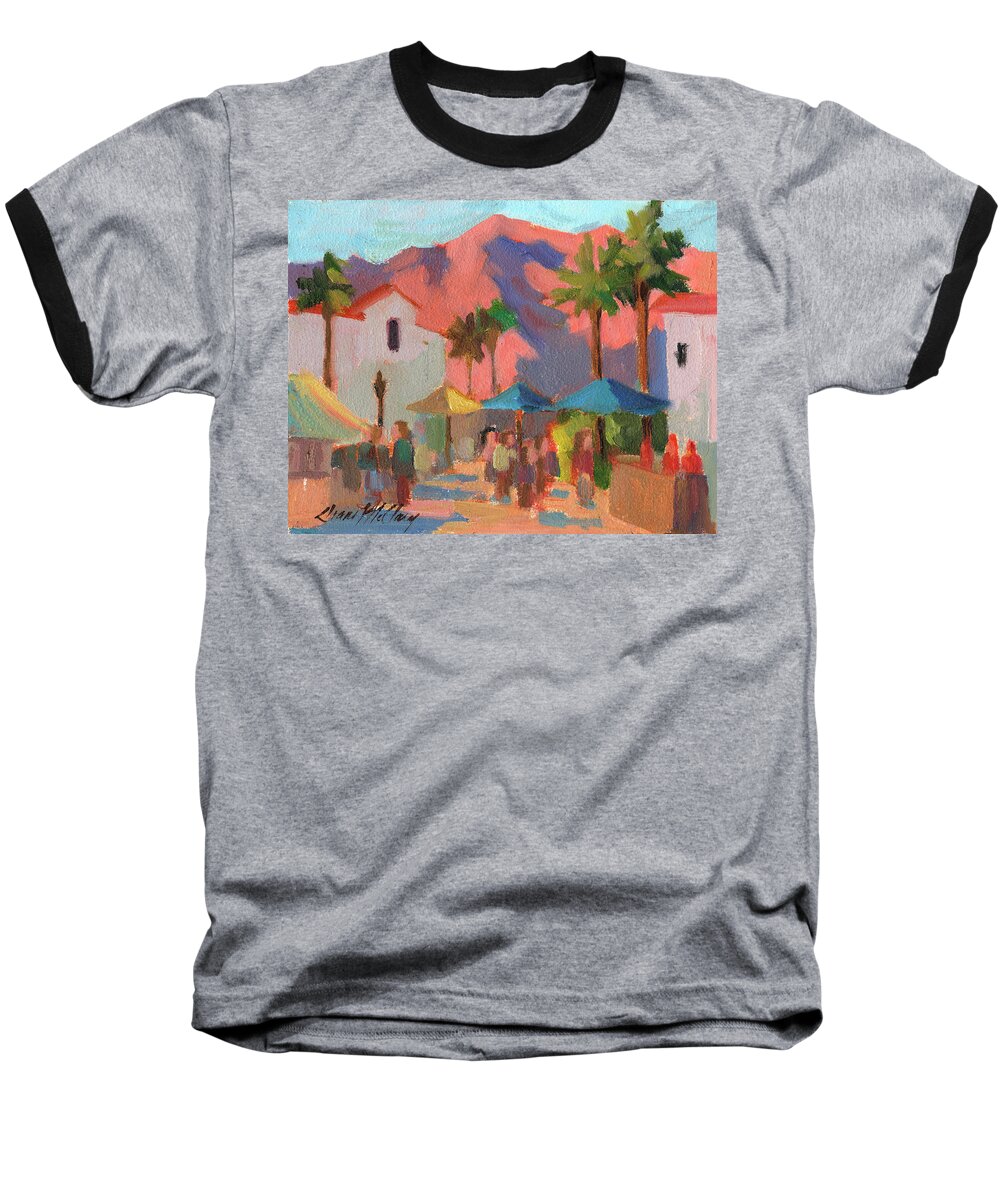 Festival Baseball T-Shirt featuring the painting Art Under the Umbrellas by Diane McClary