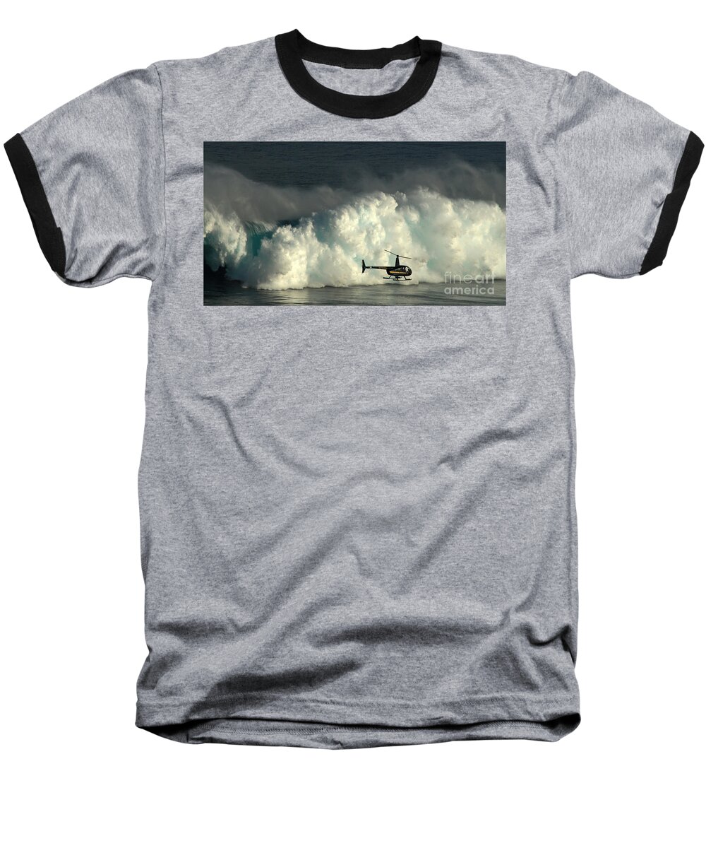 Surfing Baseball T-Shirt featuring the photograph At Peahi by Vivian Christopher