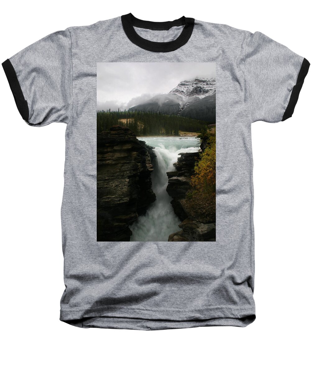Athabasca Falls Baseball T-Shirt featuring the photograph Athabasca Falls Jasper National Park by Benjamin Dahl