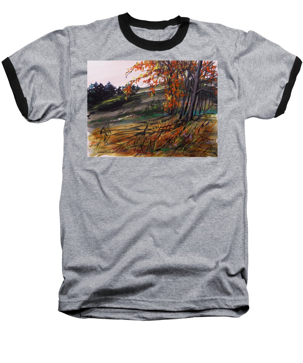 Watercolor Baseball T-Shirt featuring the painting Autumn Intensity by John Williams
