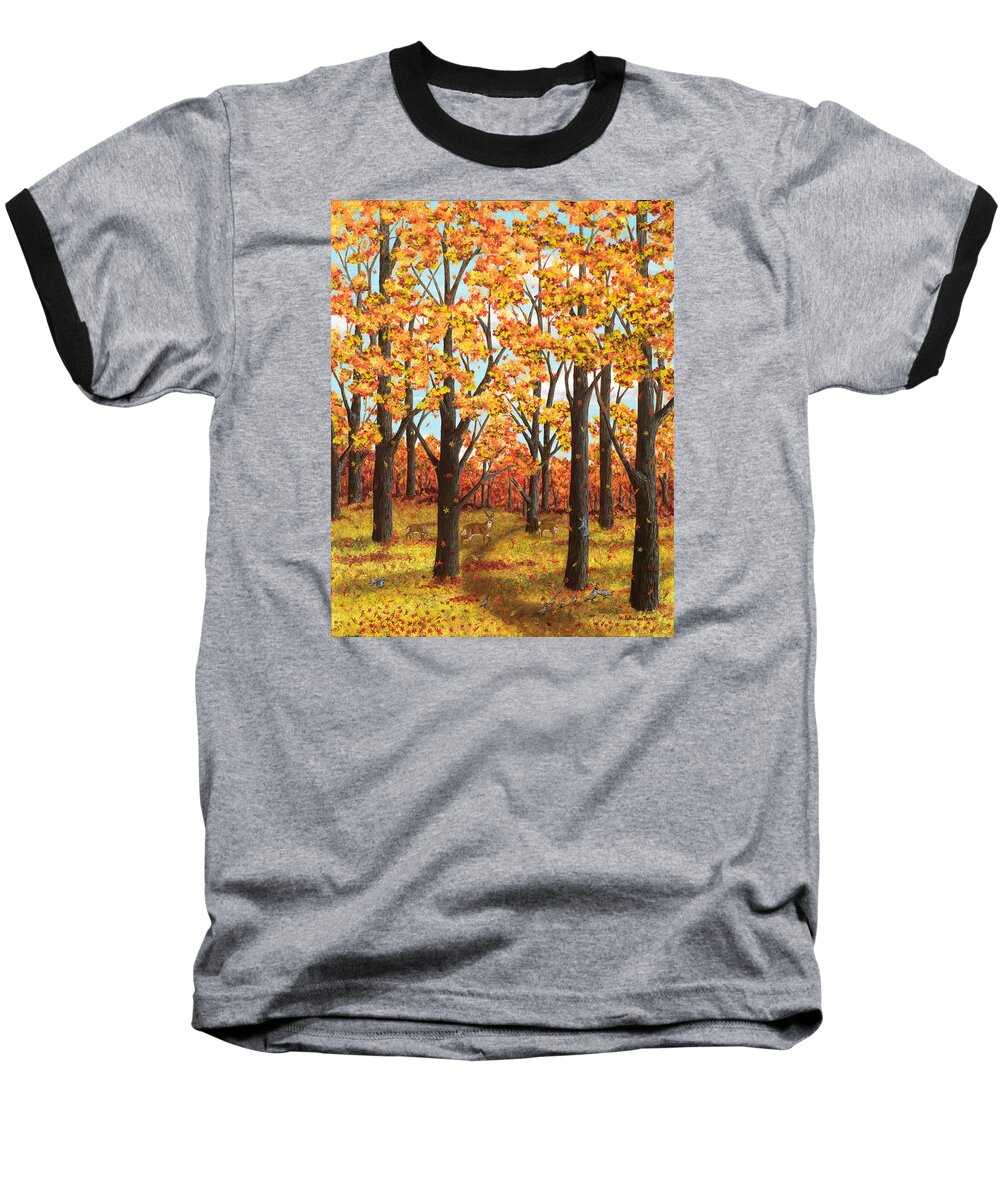 Print Baseball T-Shirt featuring the painting Autumn Meadow by Katherine Young-Beck
