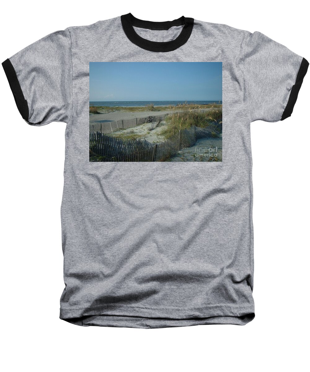 Beach Baseball T-Shirt featuring the photograph Barely Fenced by Mark Robbins