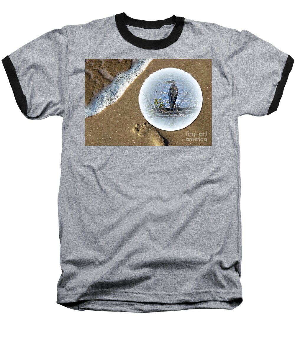 Color Photography Baseball T-Shirt featuring the photograph Beached Heron by Sue Stefanowicz