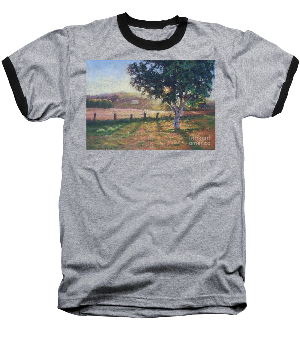 Landscape Baseball T-Shirt featuring the pastel Before It's Gone by Jan Lawnikanis