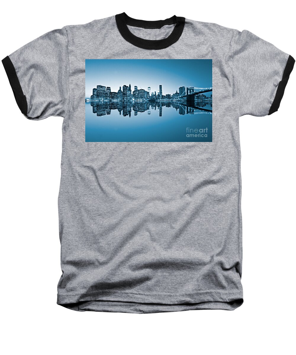 New York Baseball T-Shirt featuring the photograph Blue New York City by Luciano Mortula