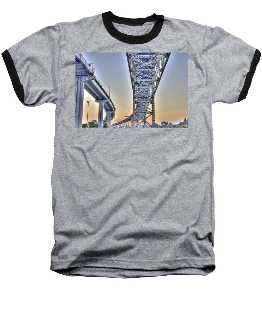Blue Water Bridge Park Baseball T-Shirt featuring the photograph Blue Water Bridge Port Huron MI by Nicholas Grunas