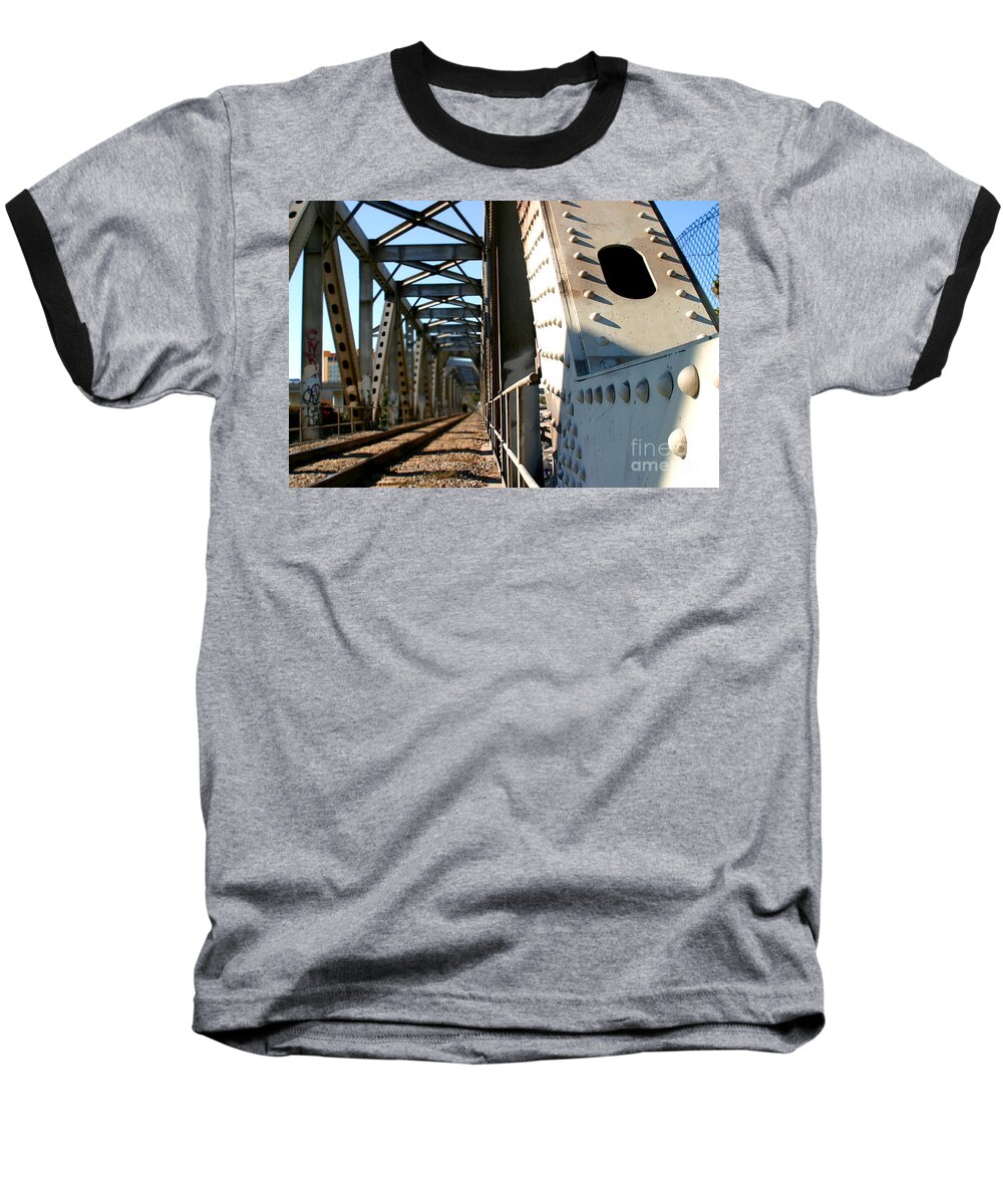 Train Baseball T-Shirt featuring the photograph Bridge by Henrik Lehnerer