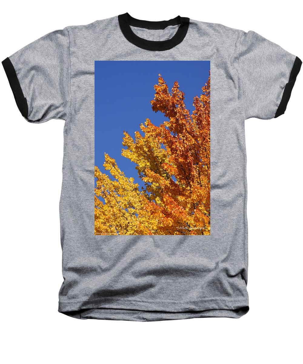 Blue Baseball T-Shirt featuring the photograph Brilliant Fall Color and Deep Blue Sky by Mick Anderson